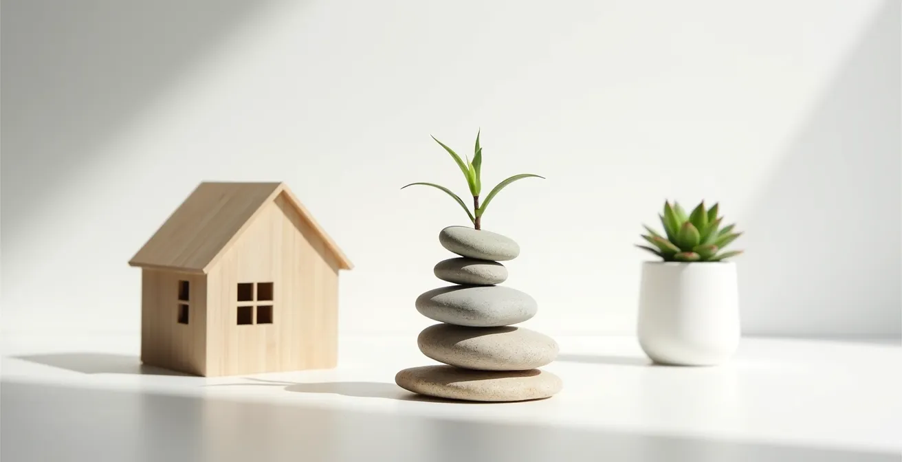 Composizione artistica di oggetti che rappresentano il welfare aziendale