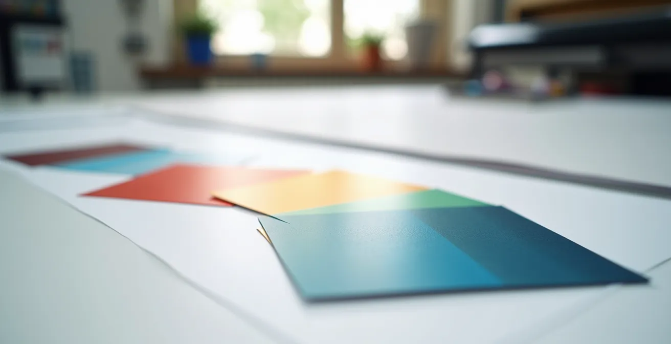 Confronto della resa cromatica su diverse carte di lusso sotto luce naturale