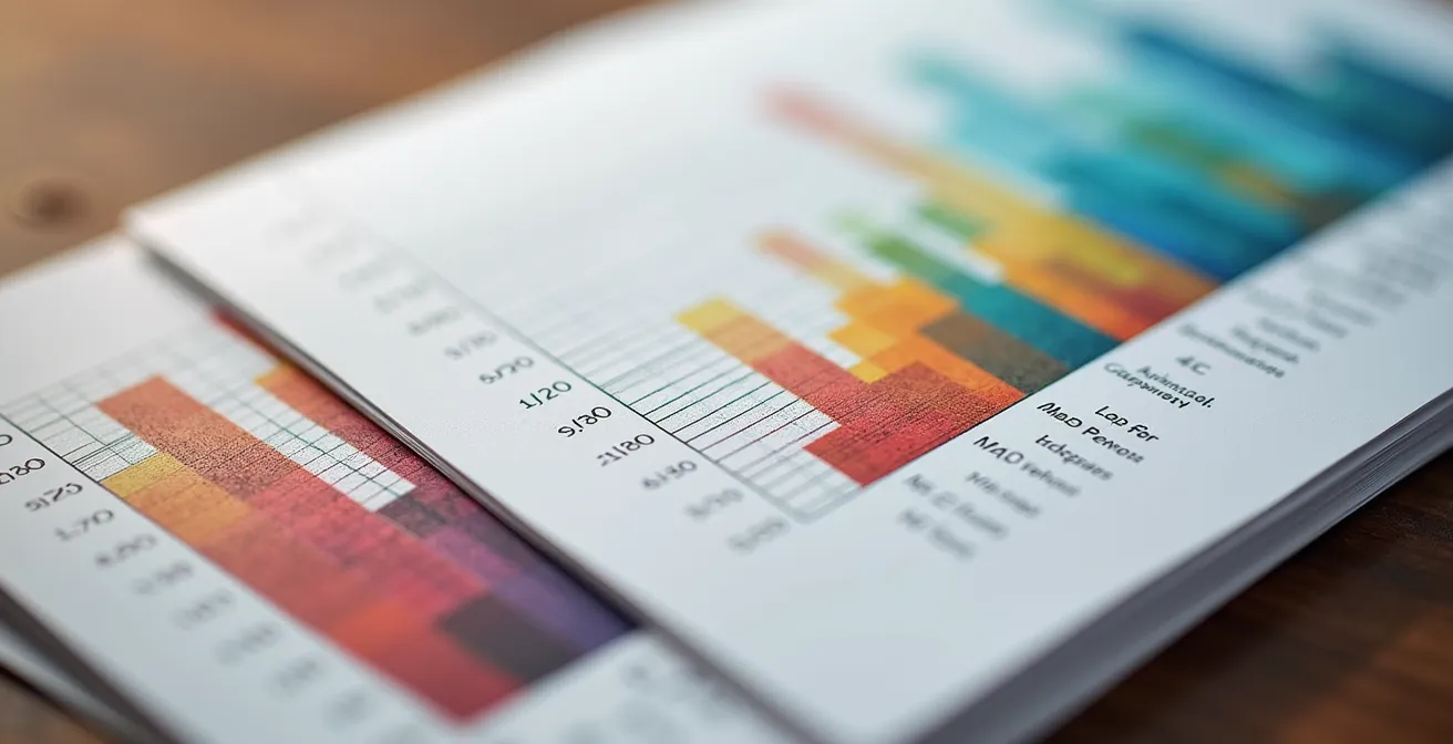 Vista macro di grafici colorati astratti su superficie di legno italiano con texture