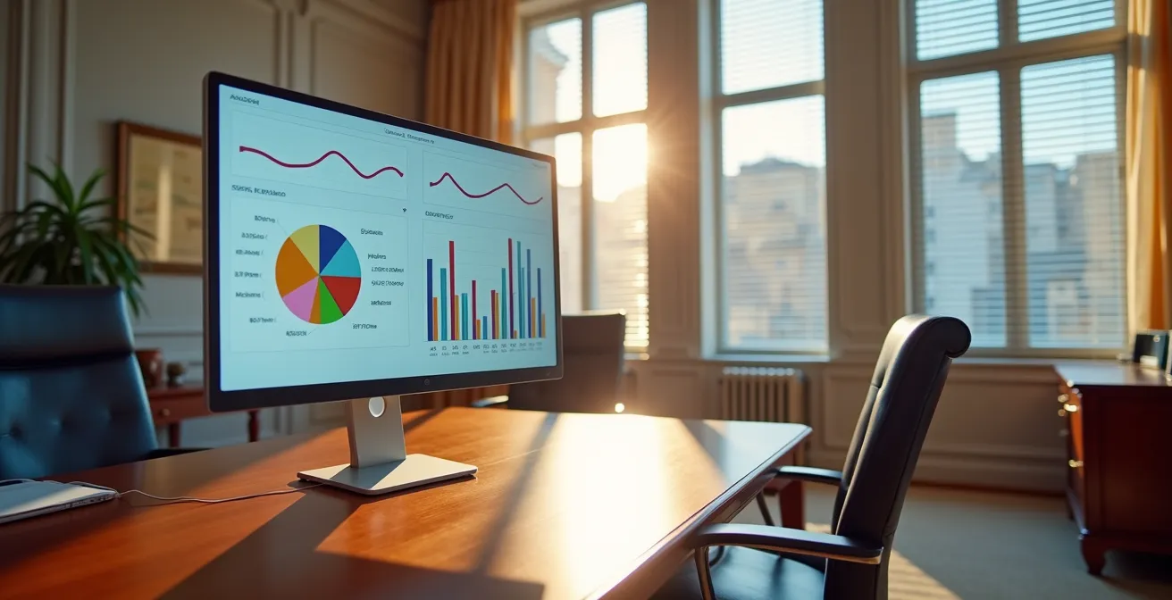 Executive dashboard con grafici di correlazione tra investimento marketing e fatturato